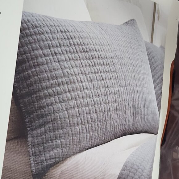 Hearth And Hand With Magnolia Radiant Gray Cotton Textured Stripe Standard Sham - Picture 3 of 16